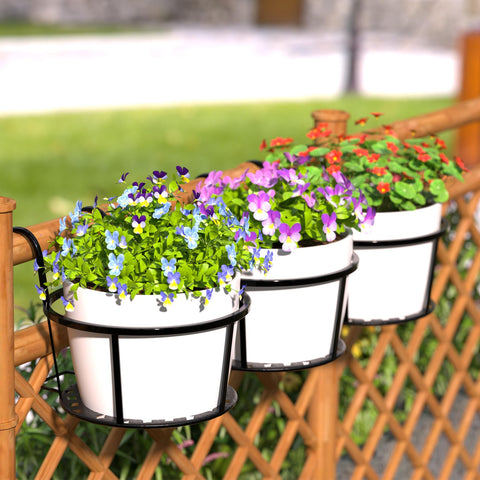 CADANI round hanging basket planter adds decorative appeal to porches.