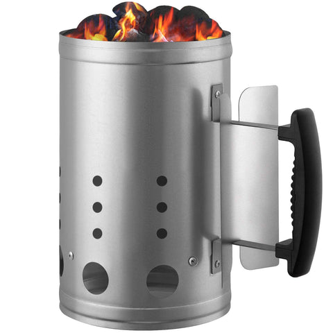 CADARA charcoal chimney starter top view showing roomy chamber and airflow.