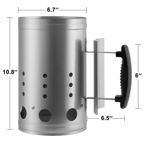 CADARA chimney starter base vents detail for even heat distribution.
