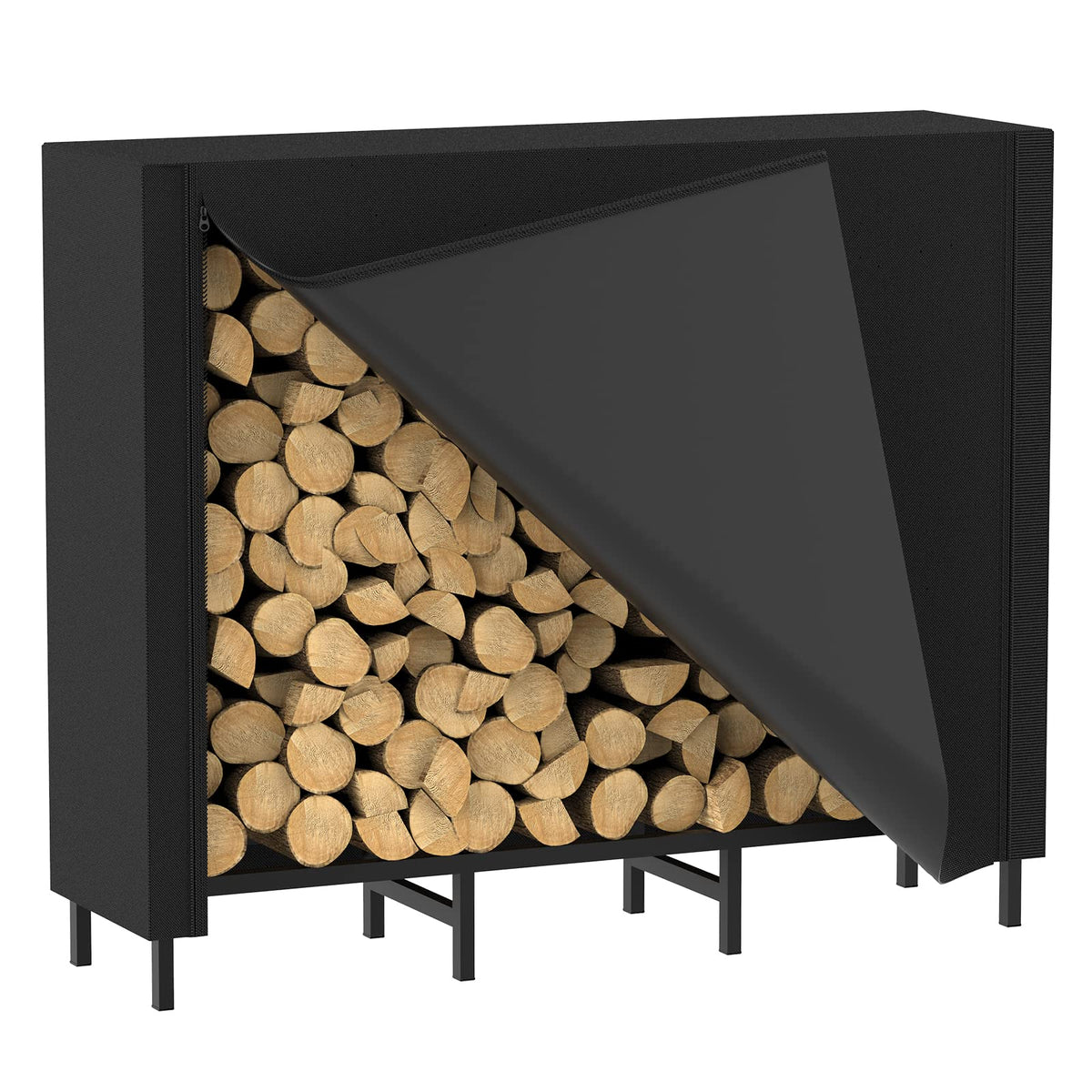 CADUKE 4ft firewood rack cover protecting wood from rain