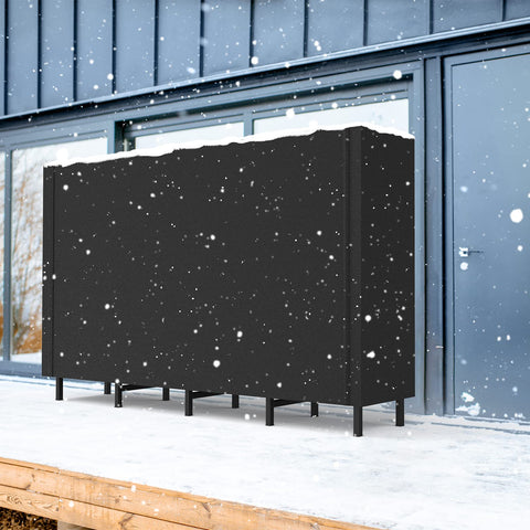 CADUKE firewood rack stores 26–28 inch logs neatly for easy access.