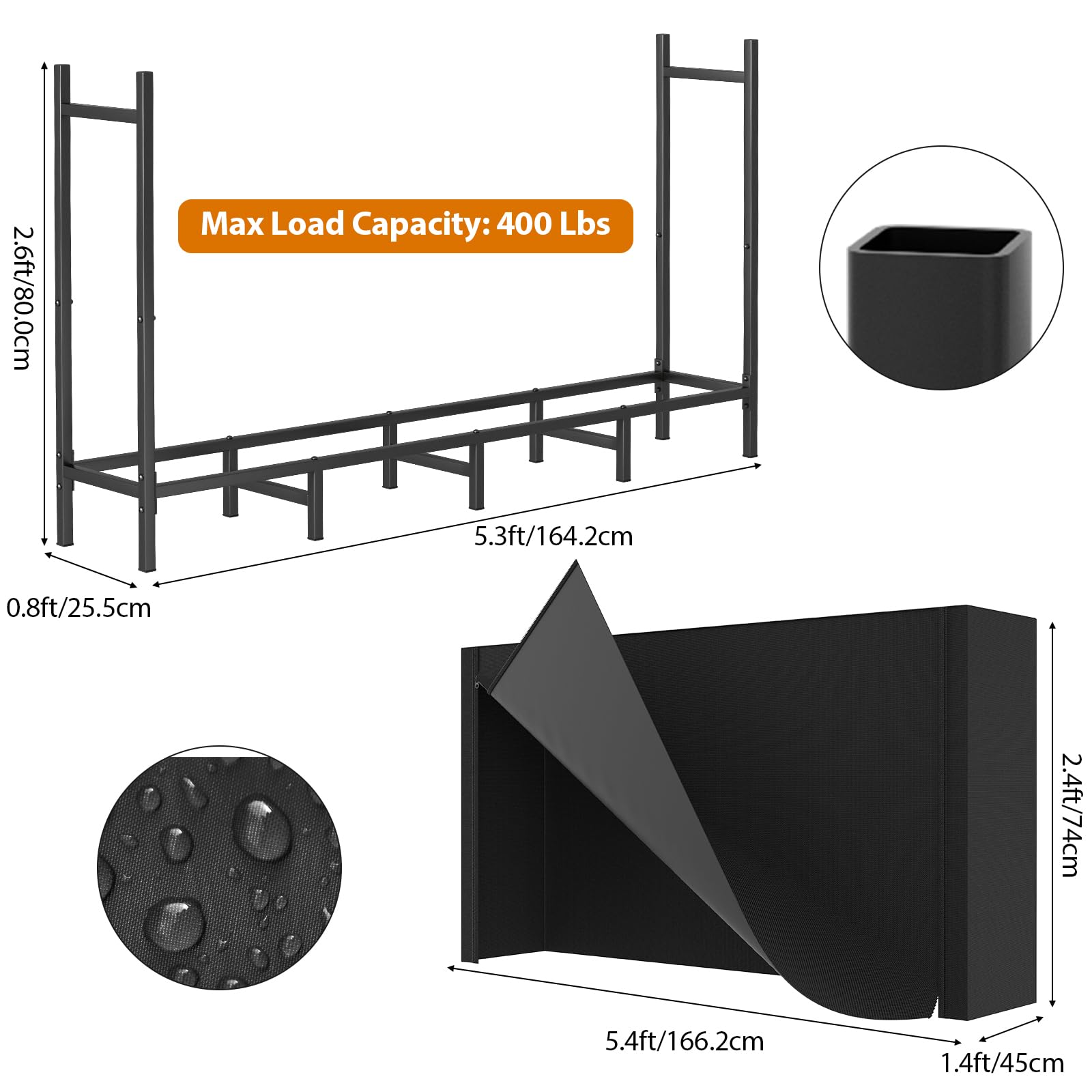 CADUKE firewood rack cover demonstrates easy zipper and Velcro attachment.
