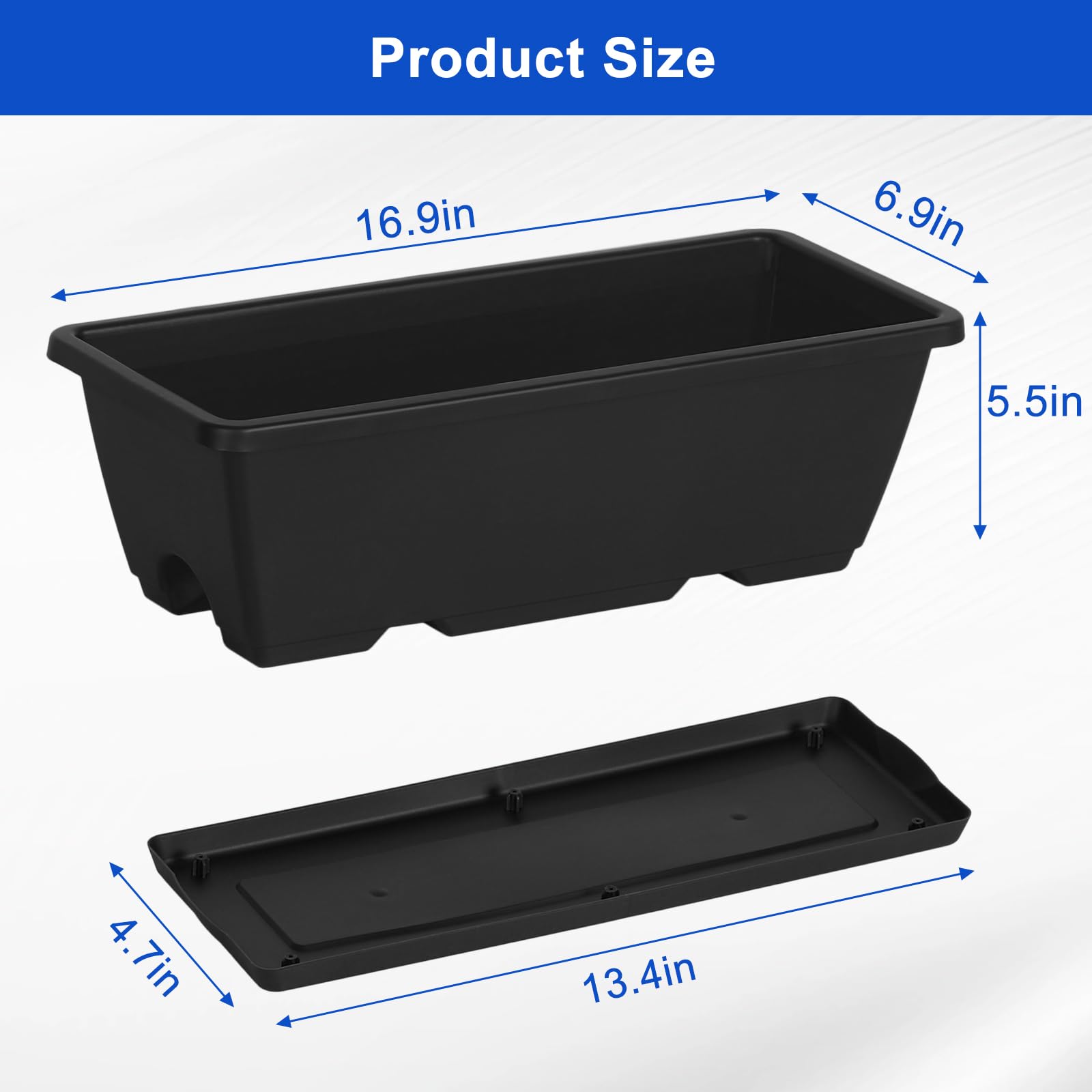 CADUKE large-capacity planter box made of sturdy PP plastic for multiple plants.