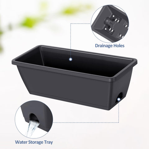 CADUKE outdoor planter with baked paint finish in gray color for outdoor use.
