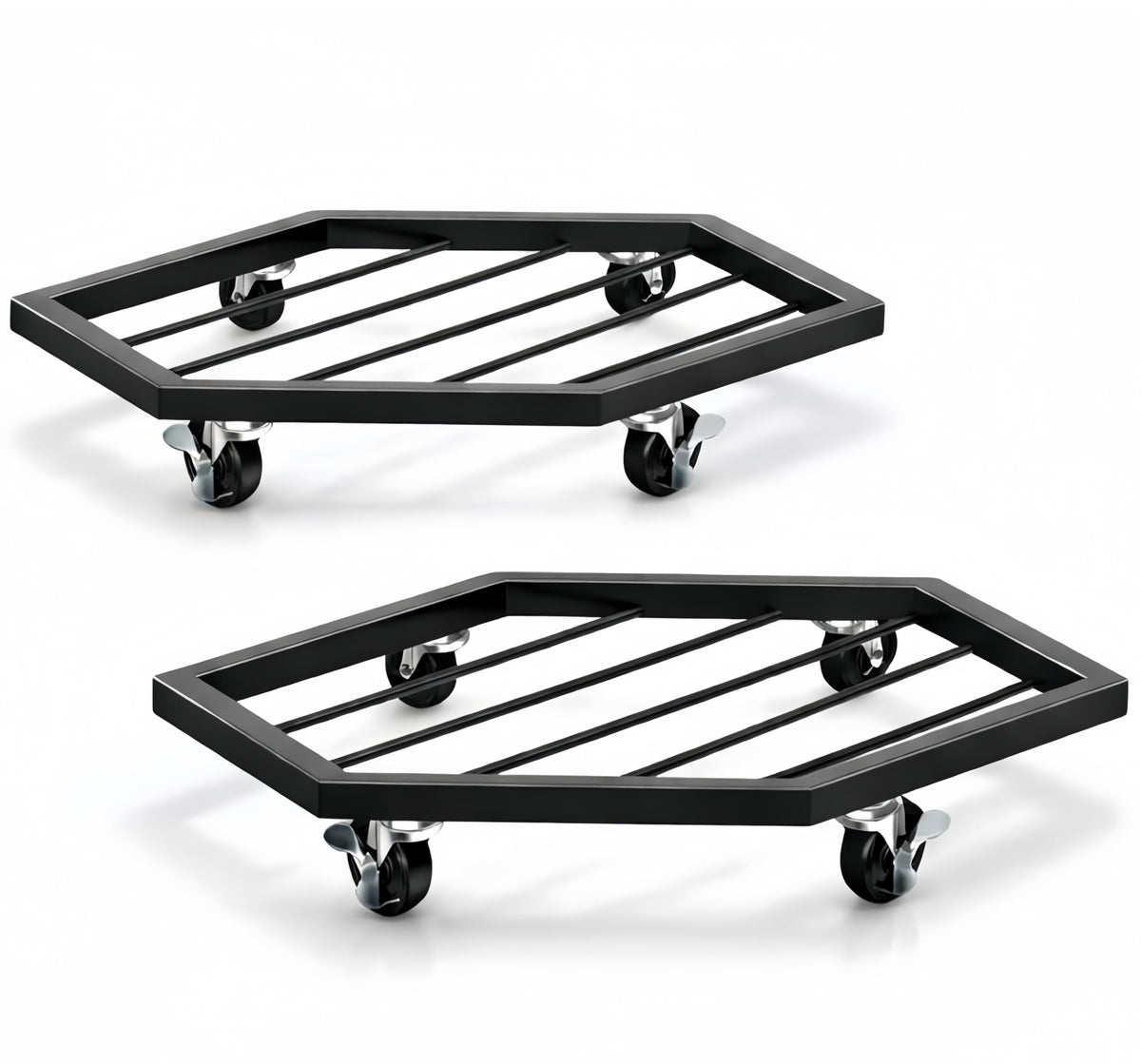 CADUKE plant caddy with heavy-duty metal frame supports large pots with stable mobility.