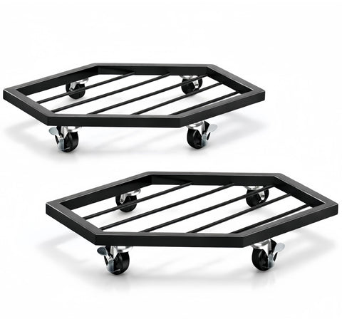 CADUKE plant caddy with heavy-duty metal frame supports large pots with stable mobility.