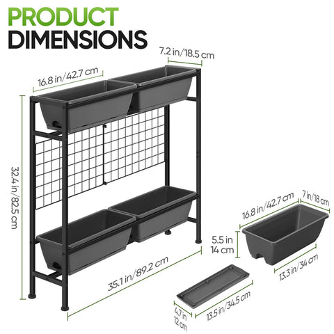 CADUKE raised planter box with legs demonstrates stable elevated gardening on uneven surfaces.