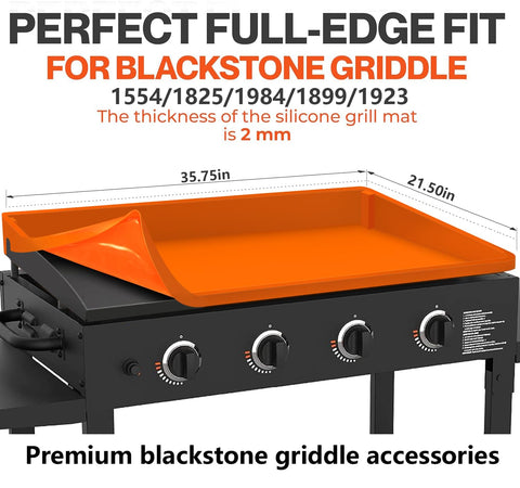 Cadya griddle mat with anti-slip lip keeps surface stable during use.