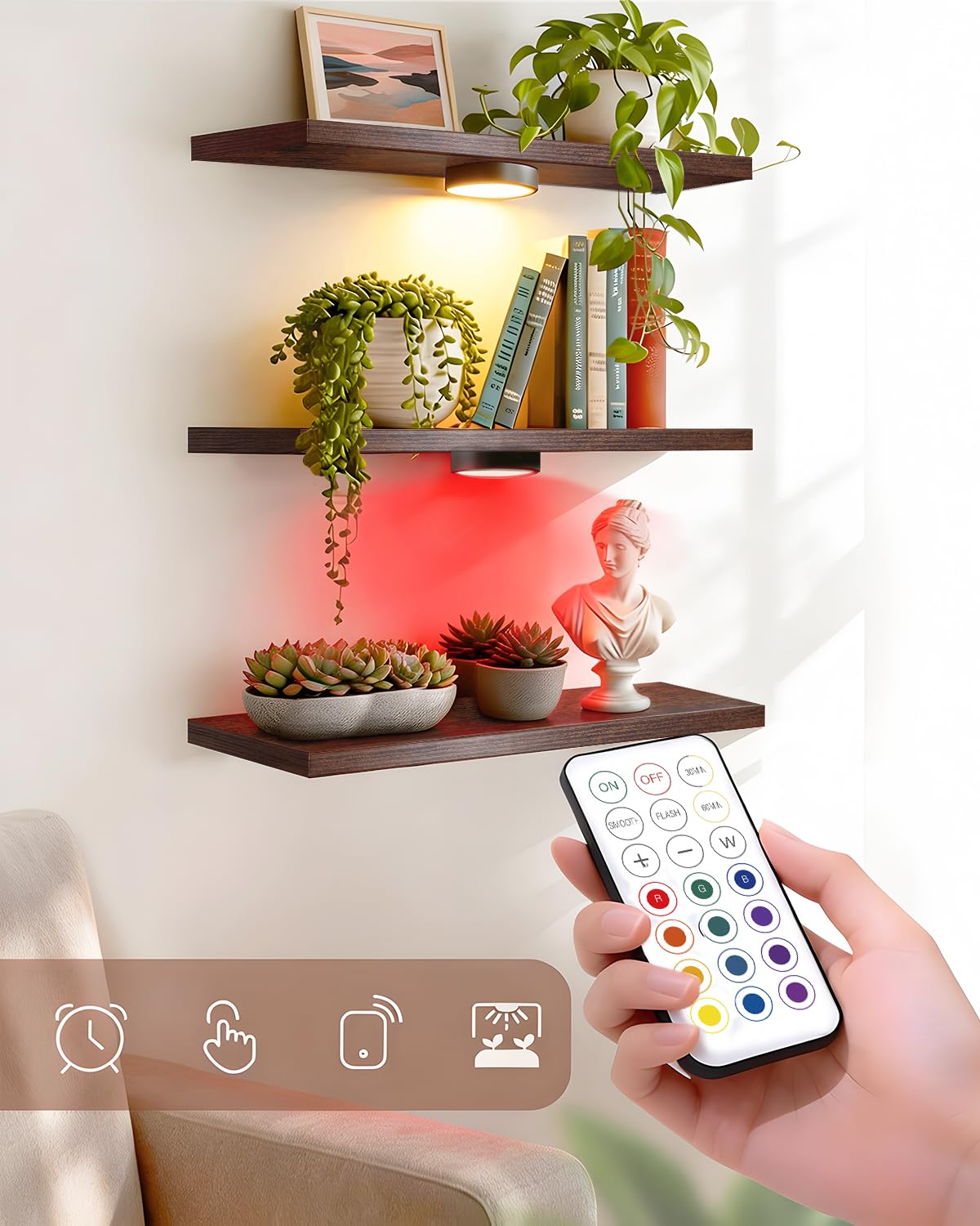 CaHomet wood plant wall shelves ideal for kitchens or living rooms.
