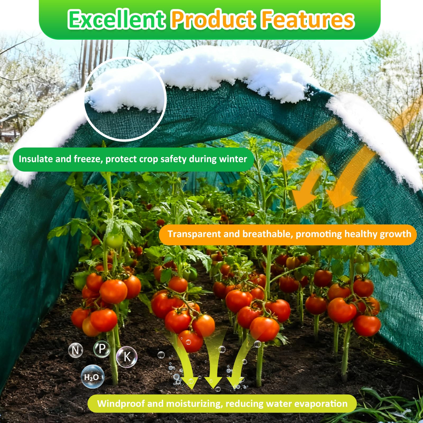 Cahomo greenhouse sun cover shields seedlings while regulating light and warmth.