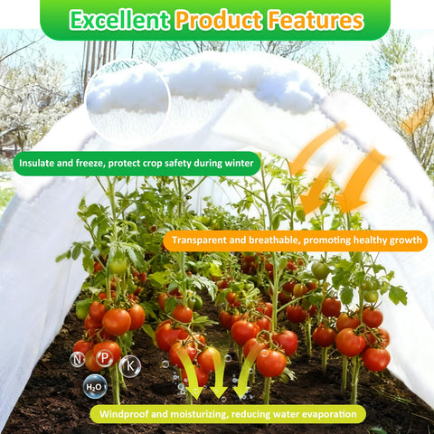 Cahomo uv-treated outdoor plant cover reduces overheating while protecting against sun and wind.