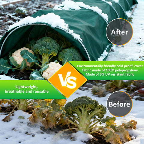 Cahomo microporous fabric frost cloth protects raised beds and crops in windy conditions.