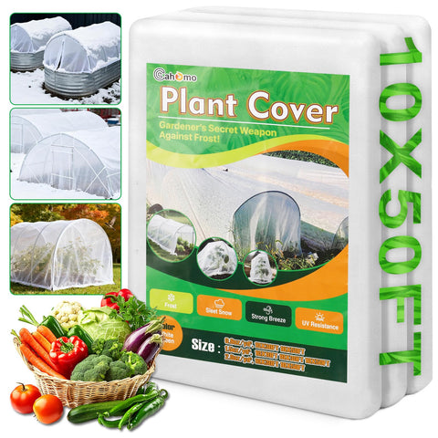 Cahomo white plant cover roll shielding outdoor plants from frost
