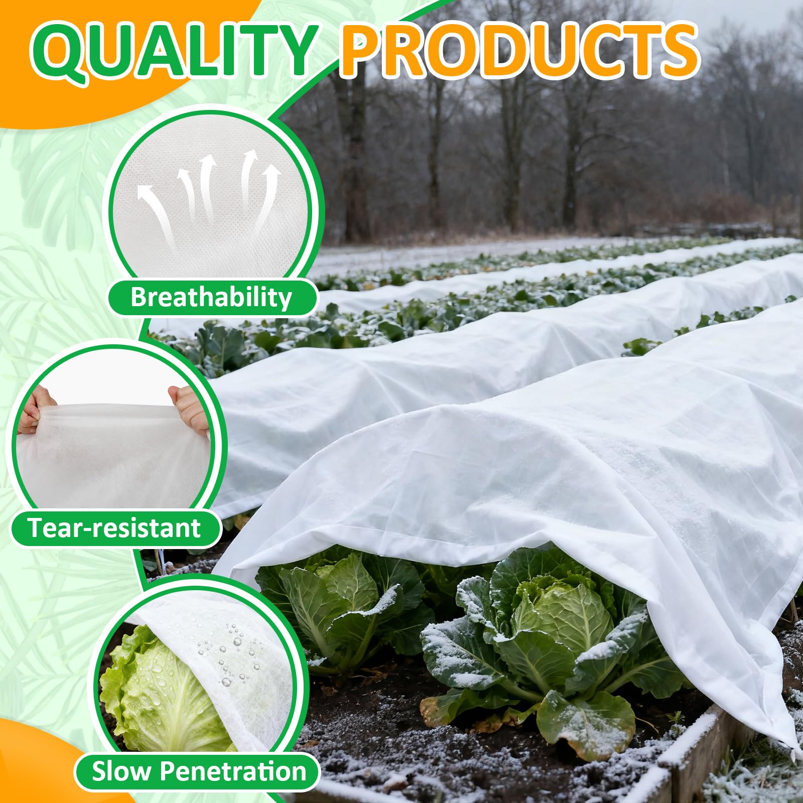 Cahomo winter garden blanket with microporous fabric promotes airflow while trapping heat around plants.