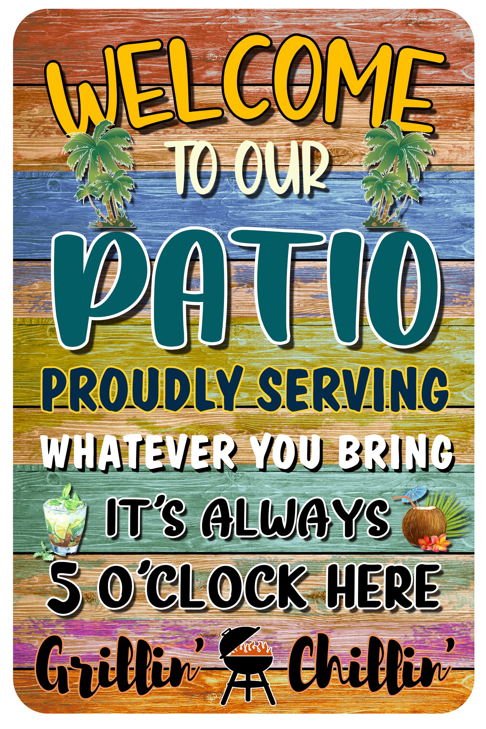 CAHUNXIE welcome patio bar sign 8x12 adds welcoming curb appeal to outdoor spaces