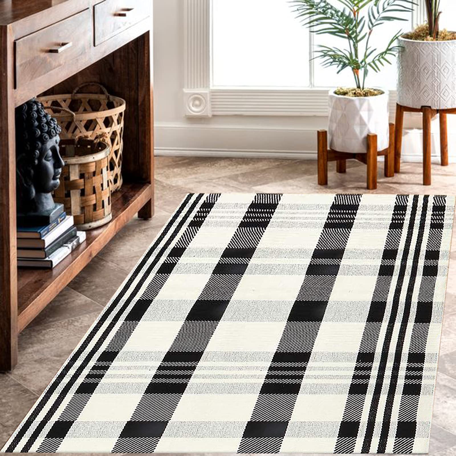 CAINANEL buffalo plaid outdoor rug living room accent underfoot comfort