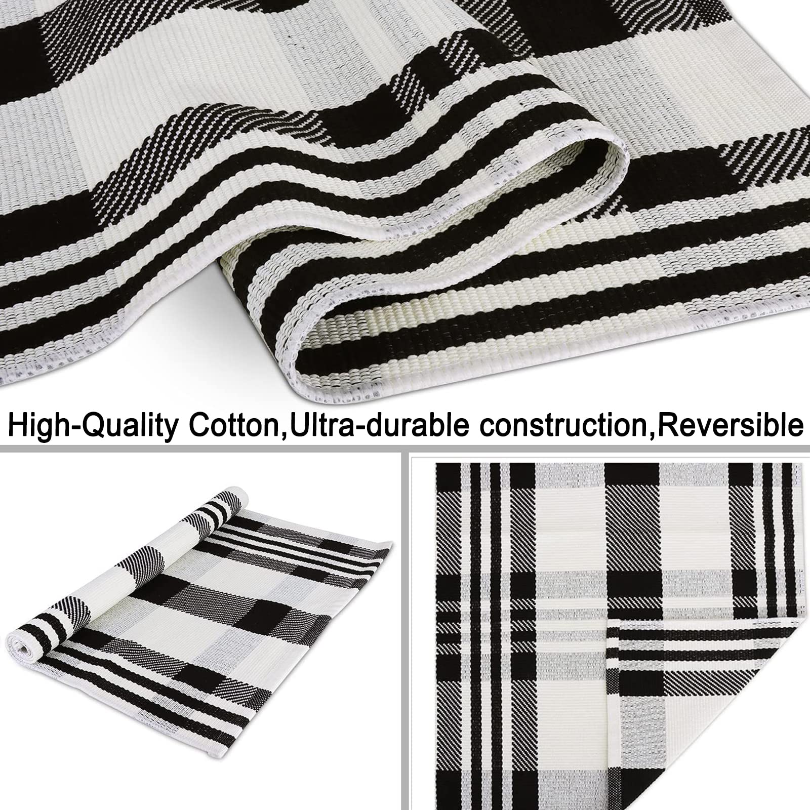 Size reference for CAINANEL buffalo plaid outdoor rug 35.4 x 59 inches