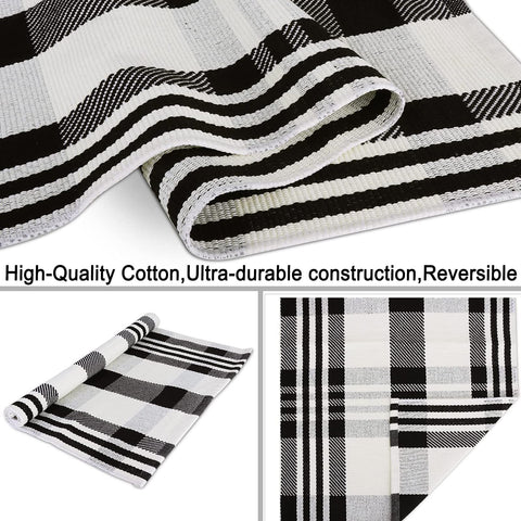 Size reference for CAINANEL buffalo plaid outdoor rug 35.4 x 59 inches