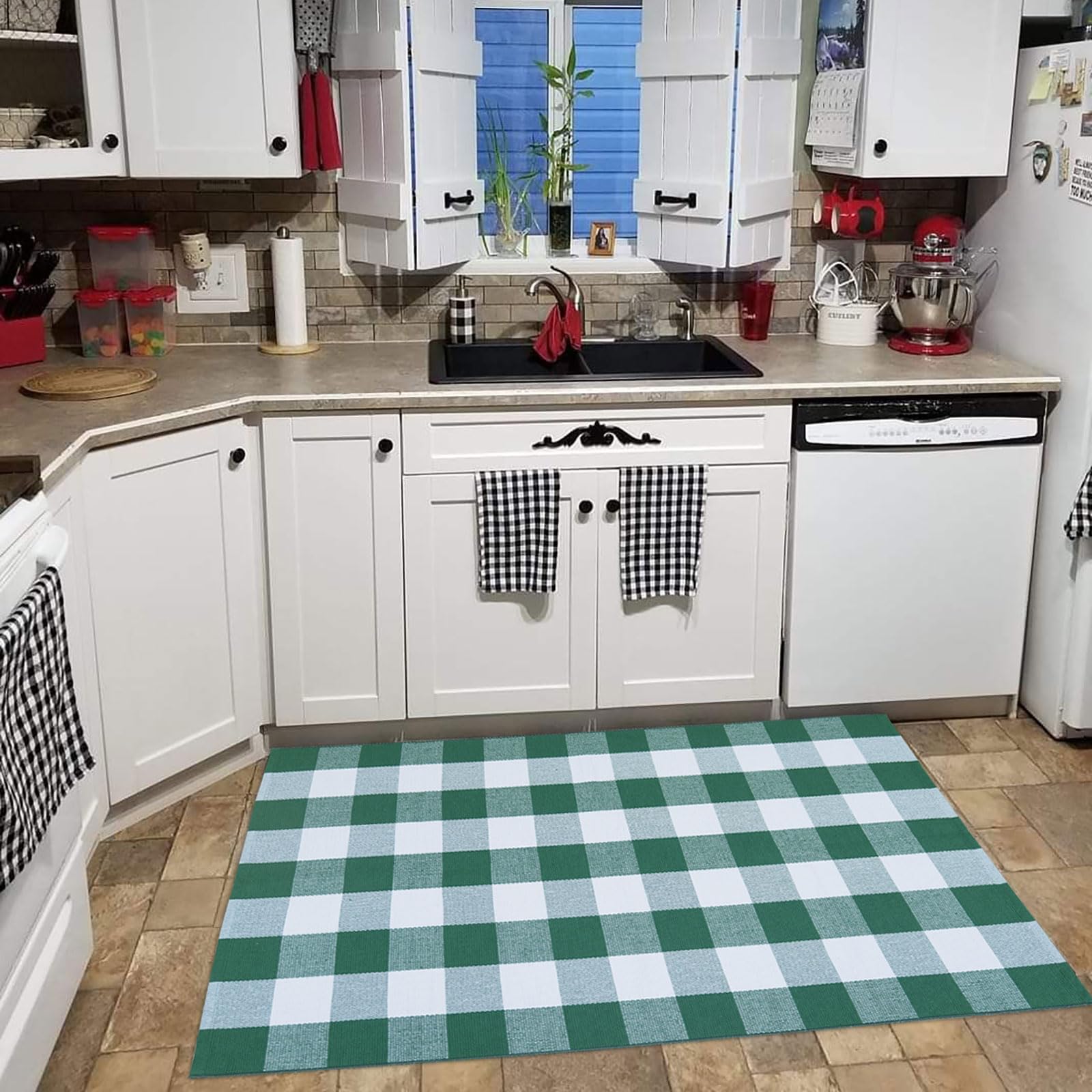 CAINANEL front porch buffalo plaid rug suits farmhouse style