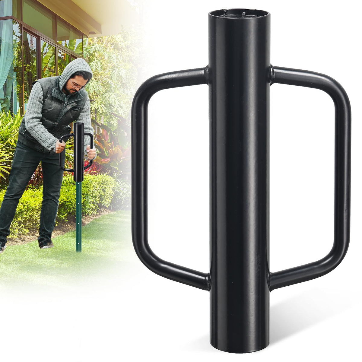 CALCHELE fence post driver 17-inch for fast post driving.