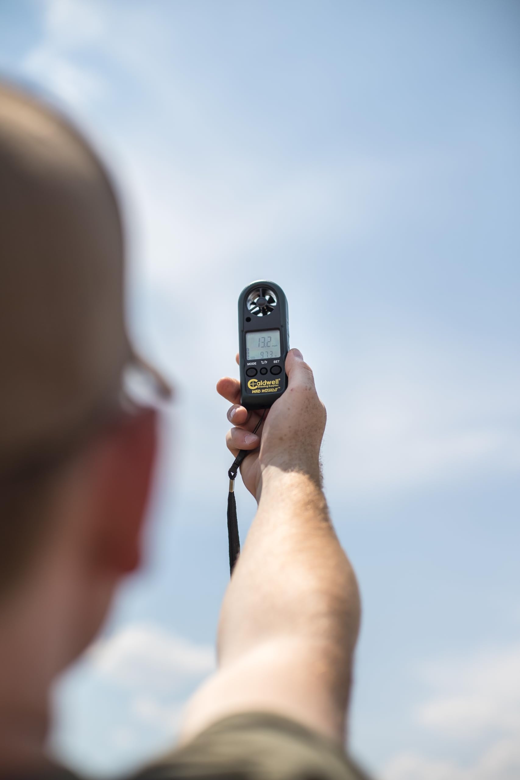 Caldwell Wind Wizard II rubber sleeve grip ensures secure handling during active shoots.