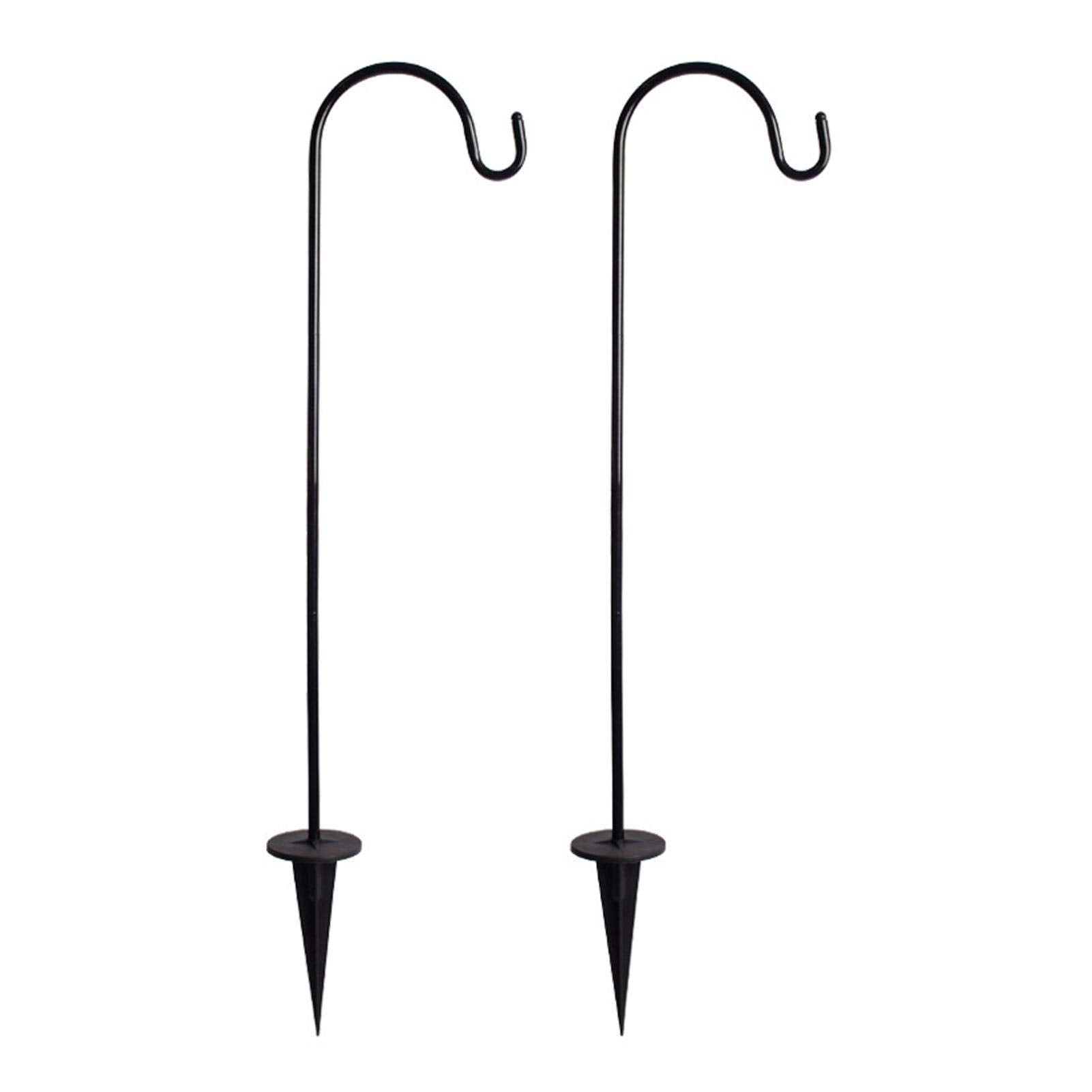 CALIDAKA two-pack adjustable shepherd hooks secure outdoor decor at 26.77 inches.