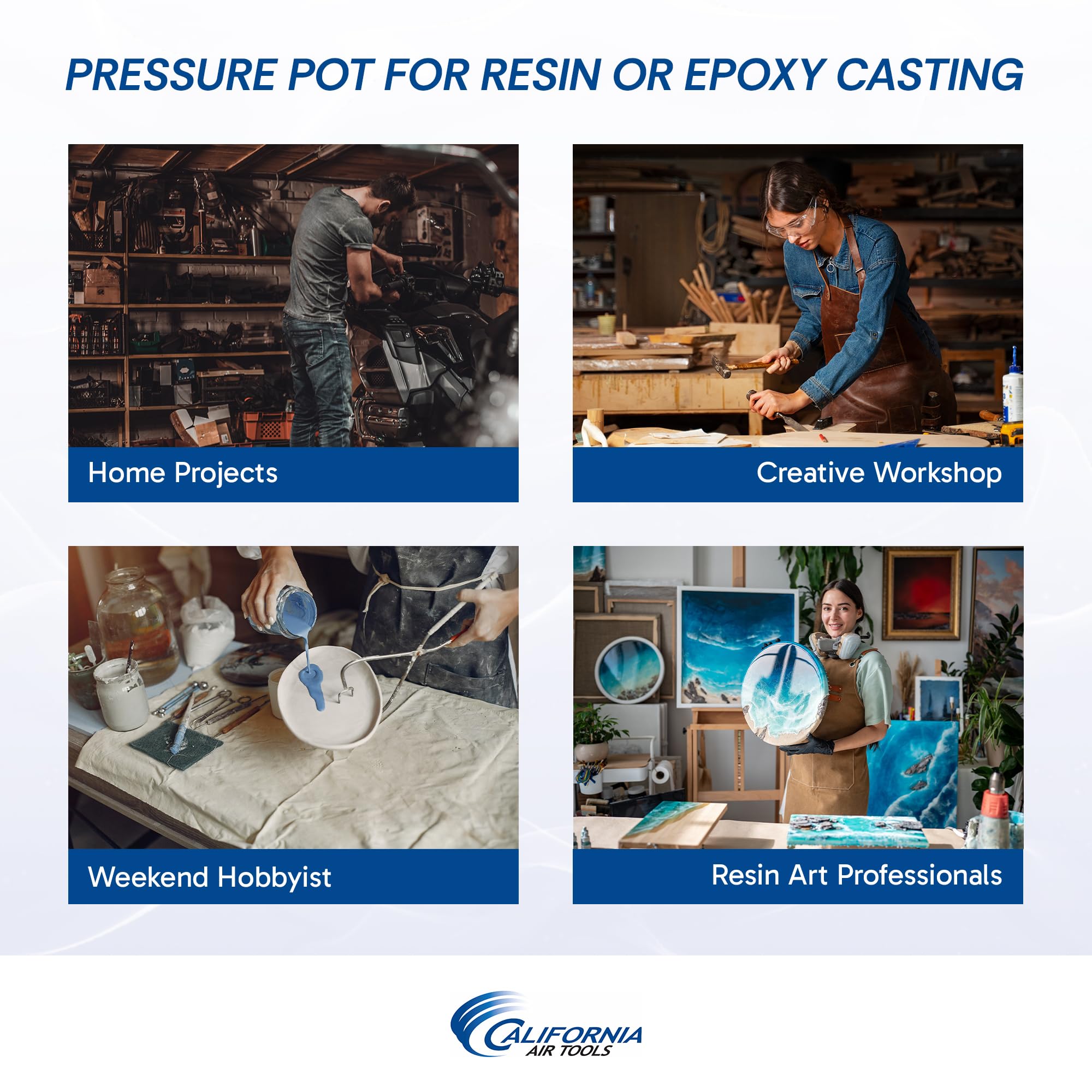 Pressure pot regulator and ball valve enable precise control during casting.