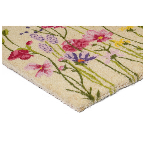 Calloway Mills Blooming Garden Doormat size 24x36 inches displayed on entry.