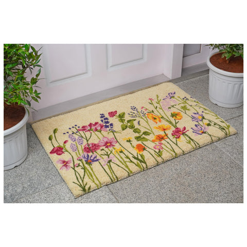 Calloway Mills Blooming Garden Doormat entrance shot showing oversized coverage for better entry protection.
