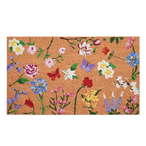 Calloway Mills Butterfly Garden Doormat close-up of coir fibers for dirt scraping