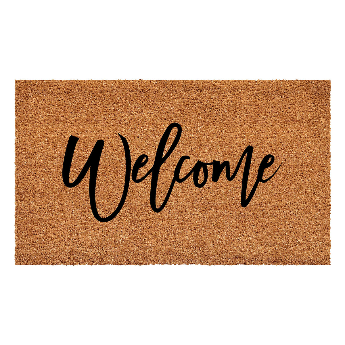 Calloway Mills cursive welcome doormat, 24x48, blends style with effective shoe scraping.