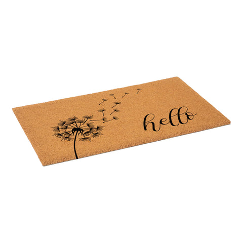 Dandelion Doormat on covered porch absorbing moisture for a dry entry