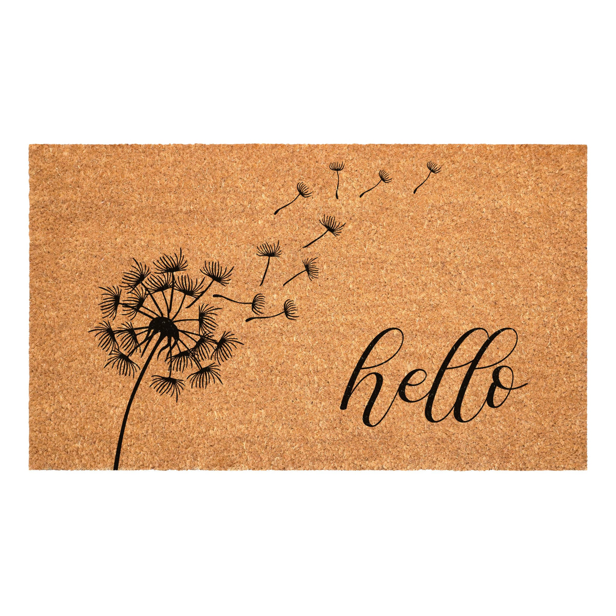 Calloway Mills Dandelion Doormat front view shows coarse coir for dirt scraping