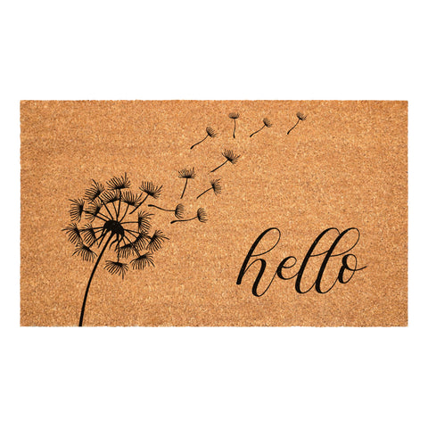 Calloway Mills Dandelion Doormat front view shows coarse coir for dirt scraping