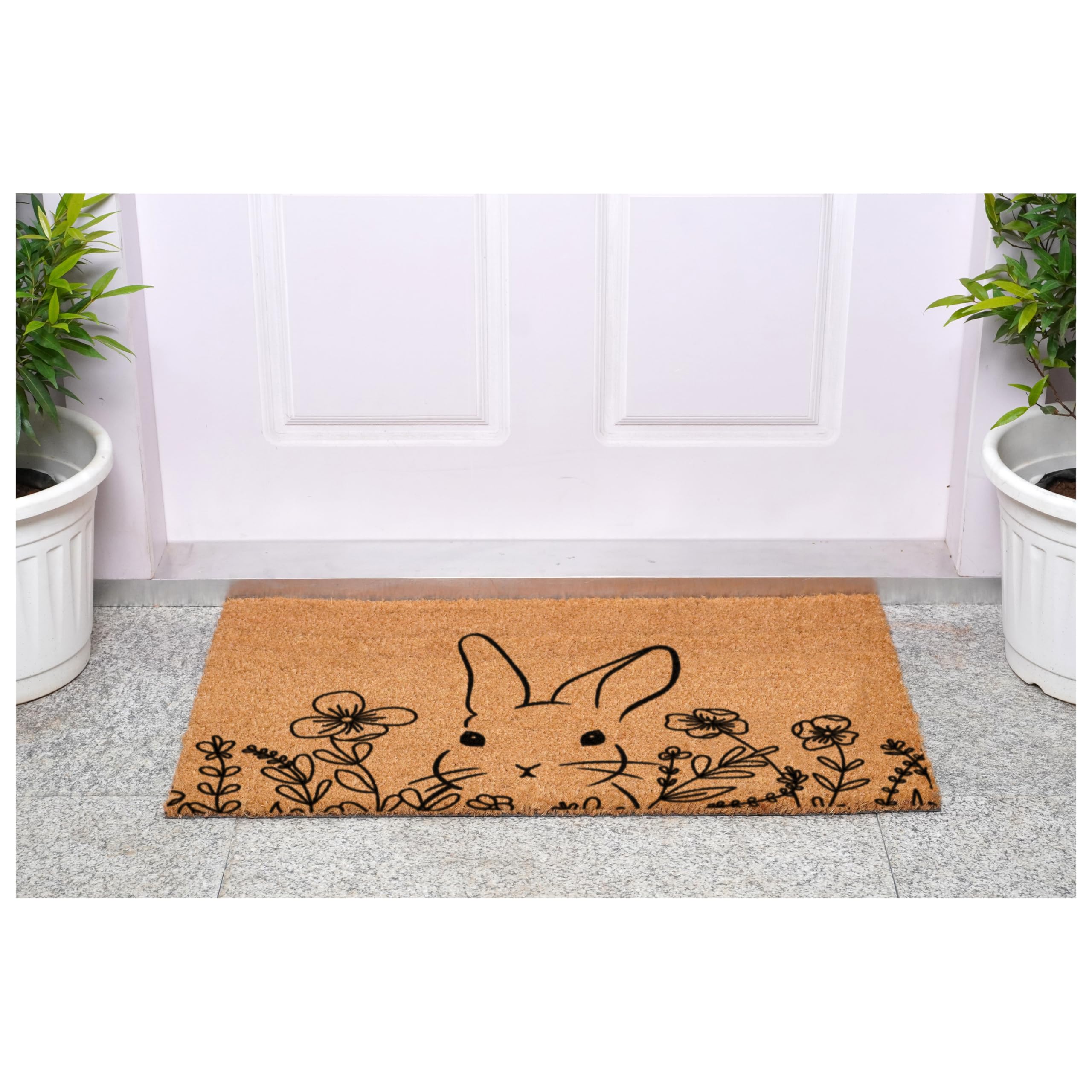 Calloway Mills Floral Bunny Doormat pattern detail adds cheerful curb appeal.