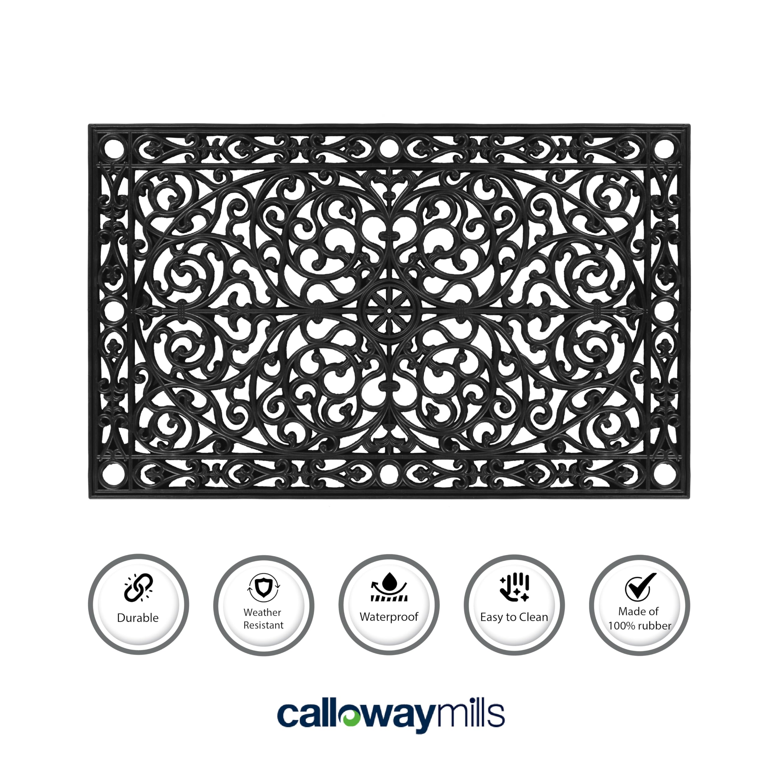 Calloway Mills Gatsby doormat, hose-clean surface for easy maintenance.