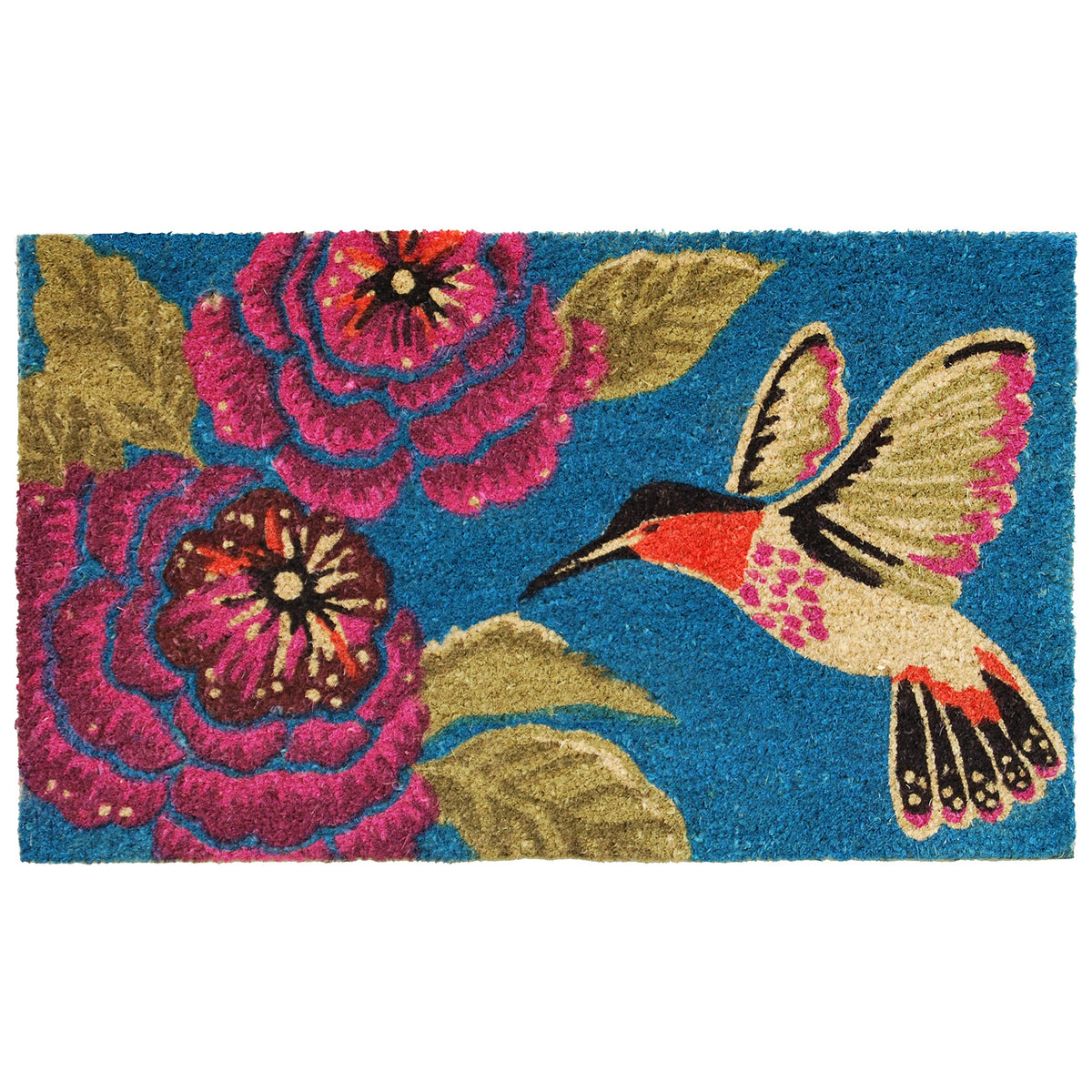 Calloway Mills Hummingbird Delight doormat front view showing generous coverage