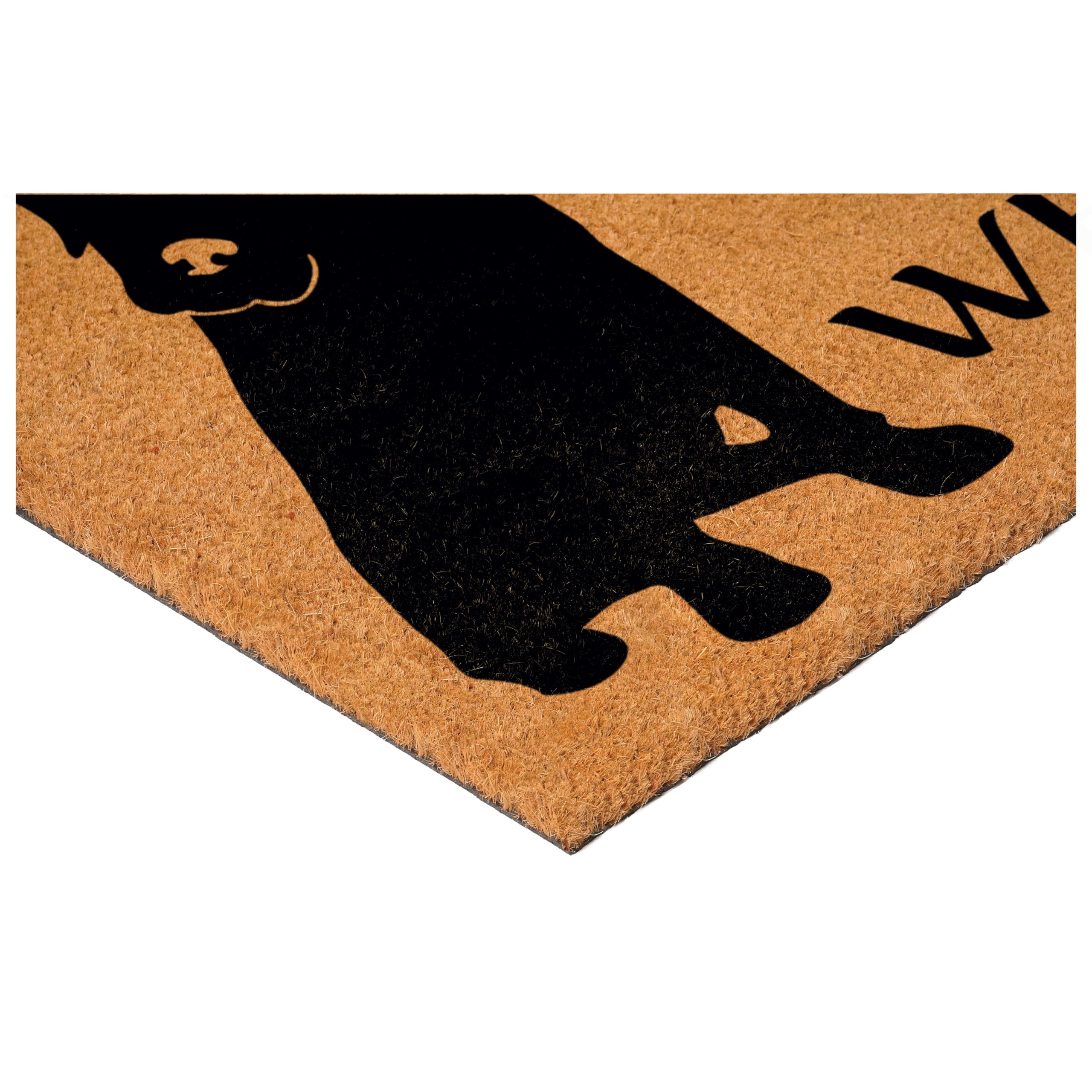 Dimensions 17x29 inches on Calloway Mills Labrador Doormat for standard doors.