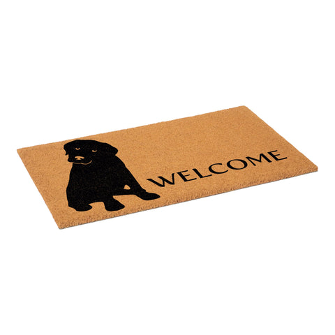Labrador Doormat on a sheltered porch at the entry, ready for seasonal use.