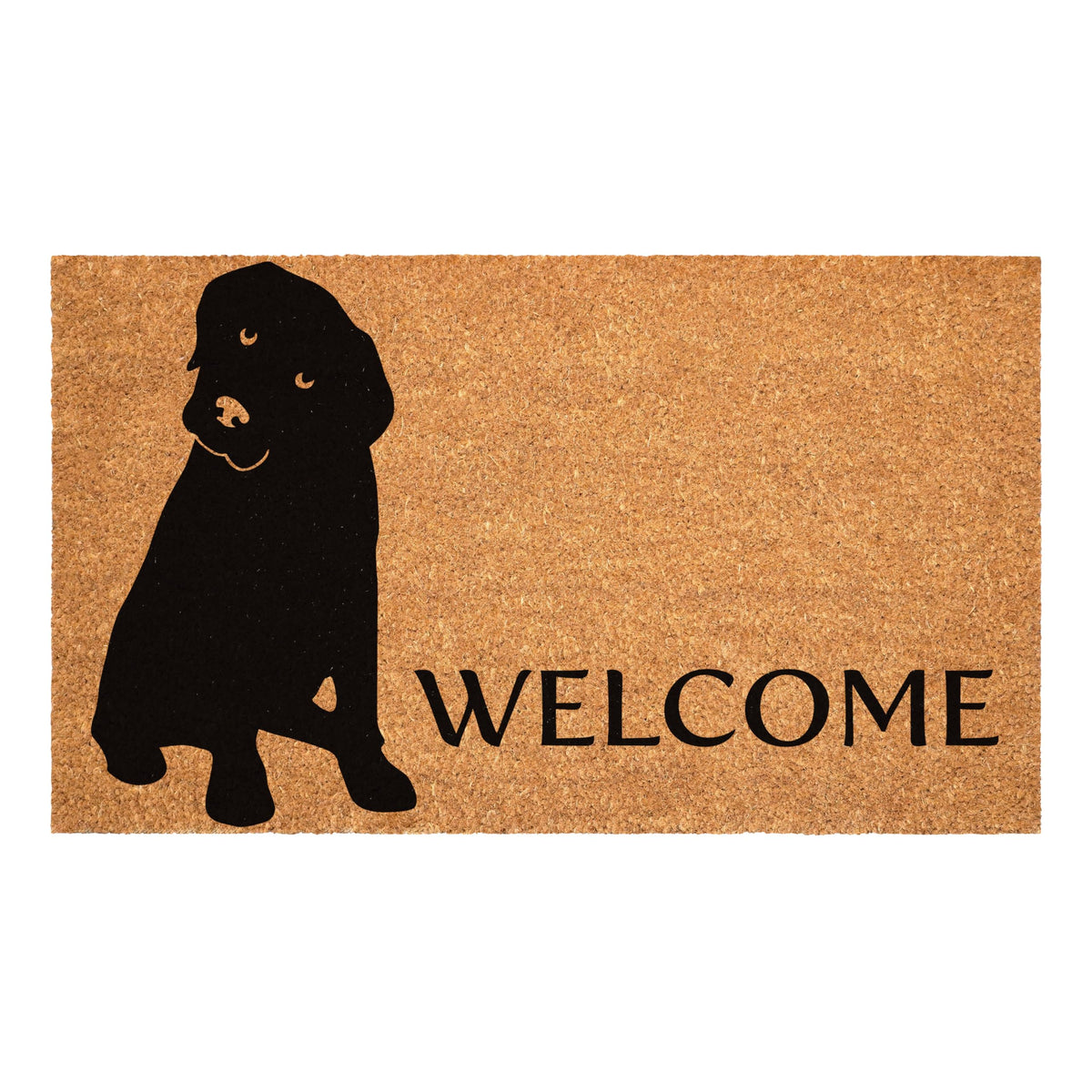 Calloway Mills Labrador Doormat in natural-black with coir texture for heavy foot traffic.