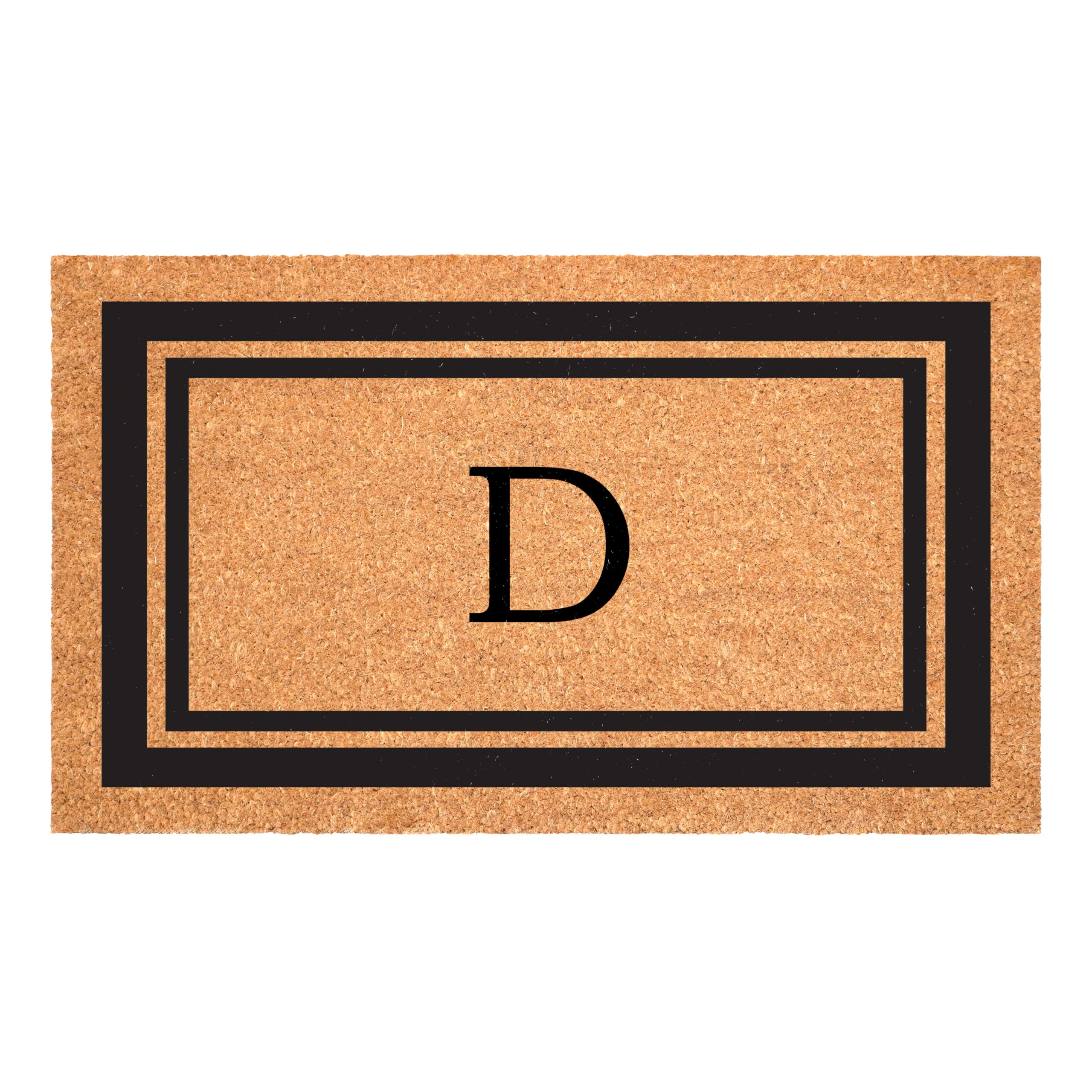 Calloway Mills monogram doormat with black border welcomes guests at the door