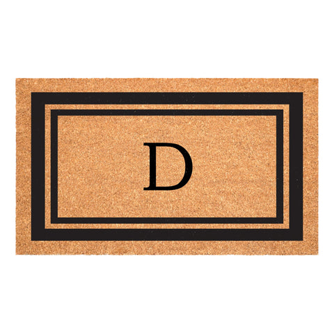 Calloway Mills monogram doormat with black border welcomes guests at the door