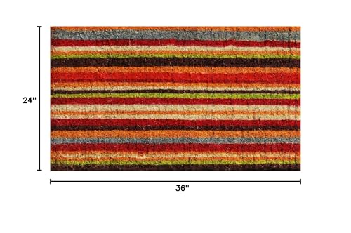 Calloway Mills Palisades Stripe Doormat durable coir with vinyl backing keeps mat in place.