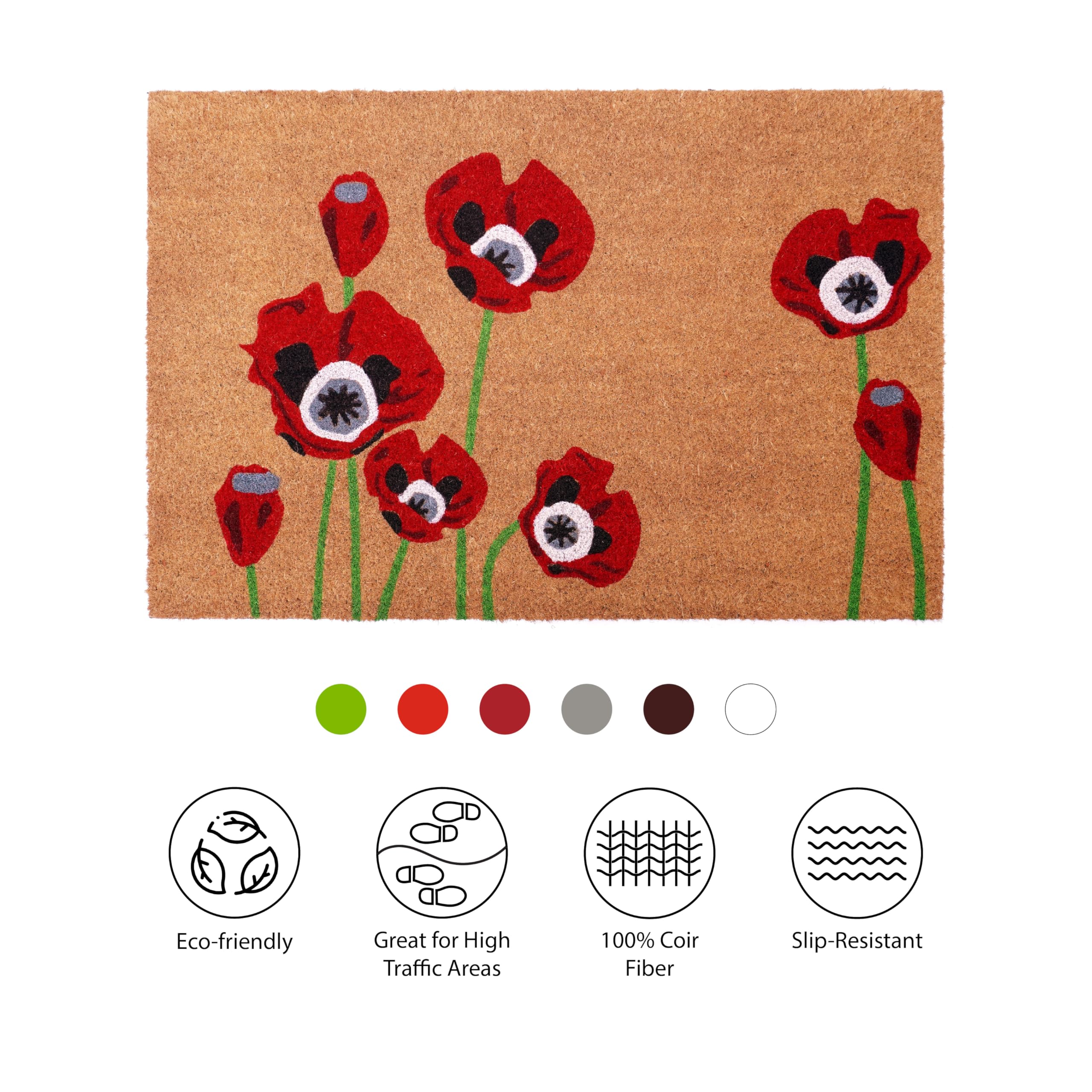 Oversized Calloway Mills Red Poppies doormat covers more entry area