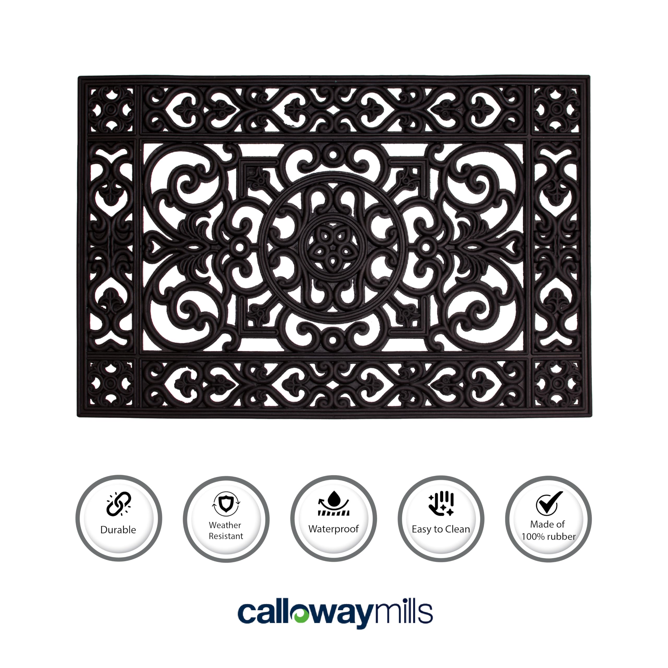 Calloway Mills Utopia 24x36 doormat provides generous coverage for entryways.