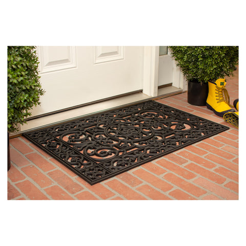 Calloway Mills Utopia wrought-iron scroll motif traps dirt at entry.