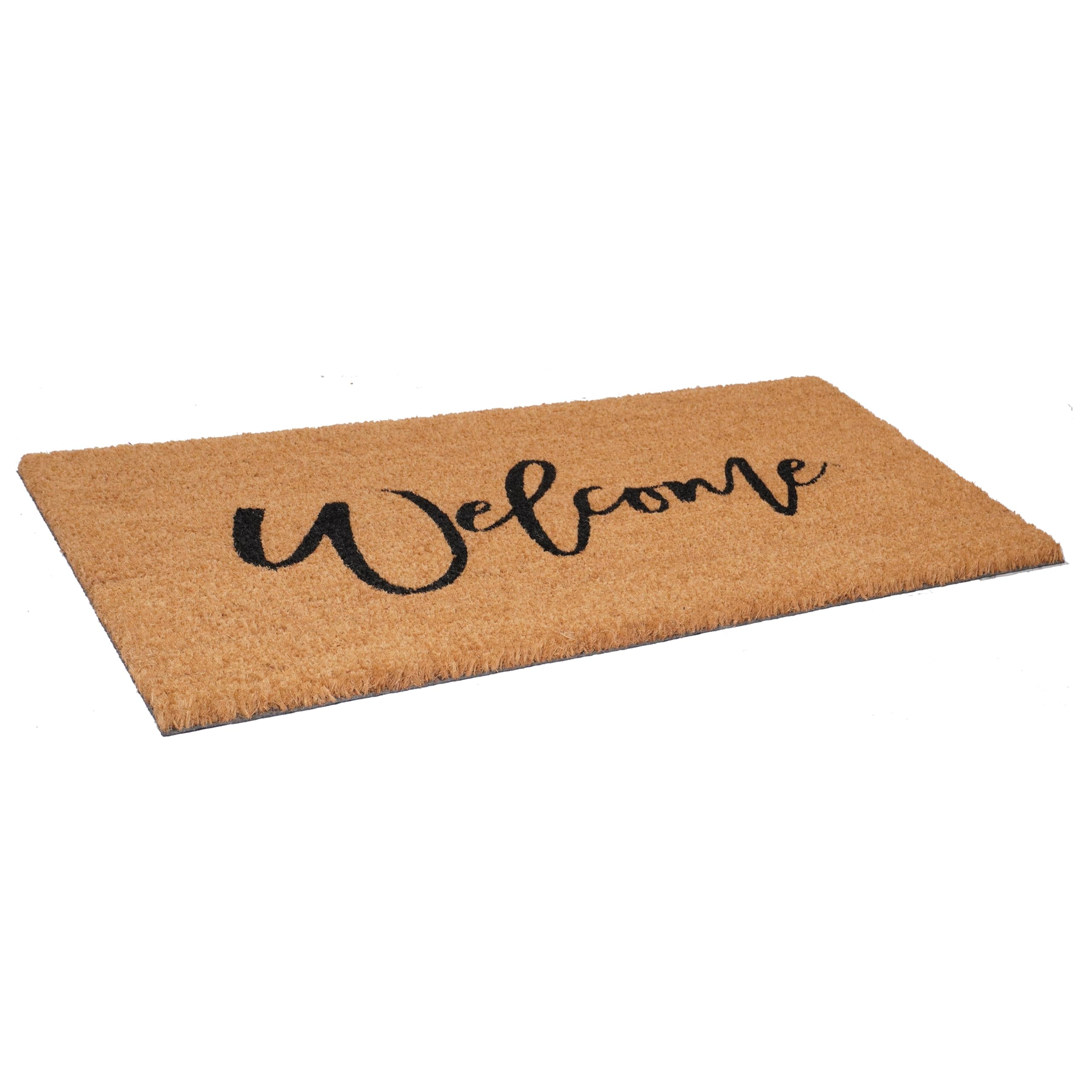 Vinyl backing detail on Calloway Mills doormat provides anti-slip support.