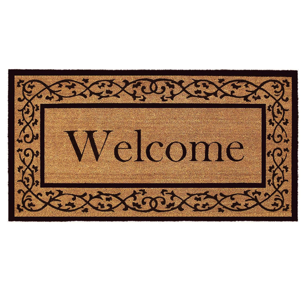 Calloway Mills welcome doormat with three-by-six size and durable coir for heavy foot traffic