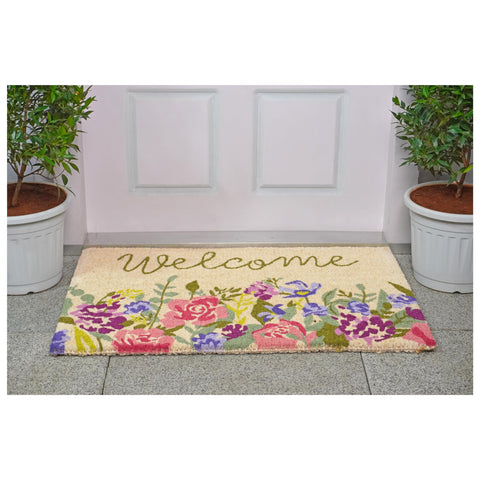 Calloway Mills Welcome Floral Doormat on entryway captures weather-friendly all-season use