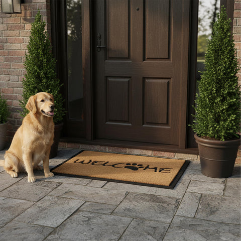 Calloway Mills Welcome Paw Doormat entry scene blends style with protection